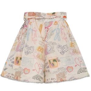 Zimmermann Crush Dear Diary Print Linen & Silk Skort Size 4-6 Small NWOT